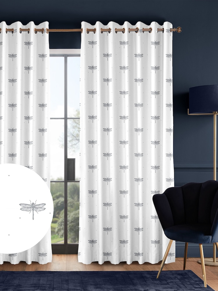Sara Miller White Dragonfly Made to Measure Curtains - Image 1 of 9