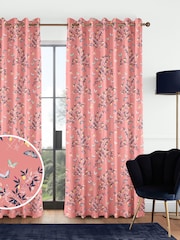 Sara Miller Peach 100% Cotton Butterflies & Trellis Made to Measure Curtains - Image 1 of 9