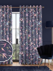 Sara Miller Smokey Blue 100% Cotton Made to Measure Curtains - Image 1 of 9