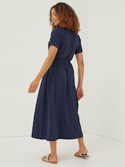 FatFace Blue Navi Jersey Midi Dress - Image 2 of 6