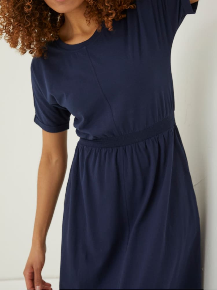 FatFace Blue Navi Jersey Midi Dress - Image 4 of 6