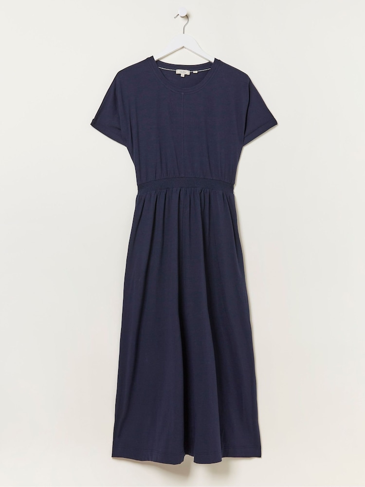FatFace Blue Navi Jersey Midi Dress - Image 6 of 6