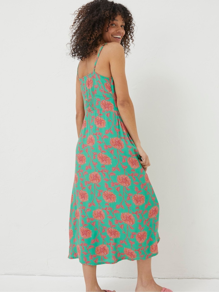FatFace Green Ariel Bali Blooms Midi Dress - Image 2 of 5