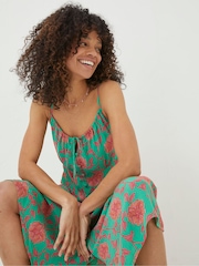 FatFace Green Ariel Bali Blooms Midi Dress - Image 3 of 5