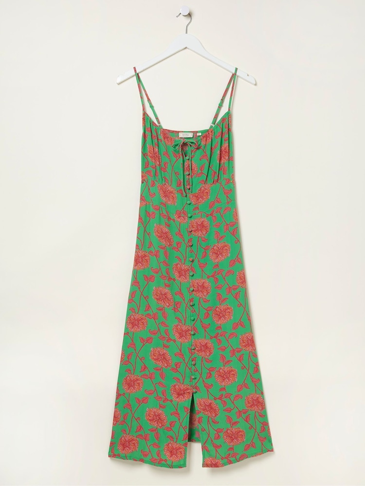 FatFace Green Ariel Bali Blooms Midi Dress - Image 5 of 5