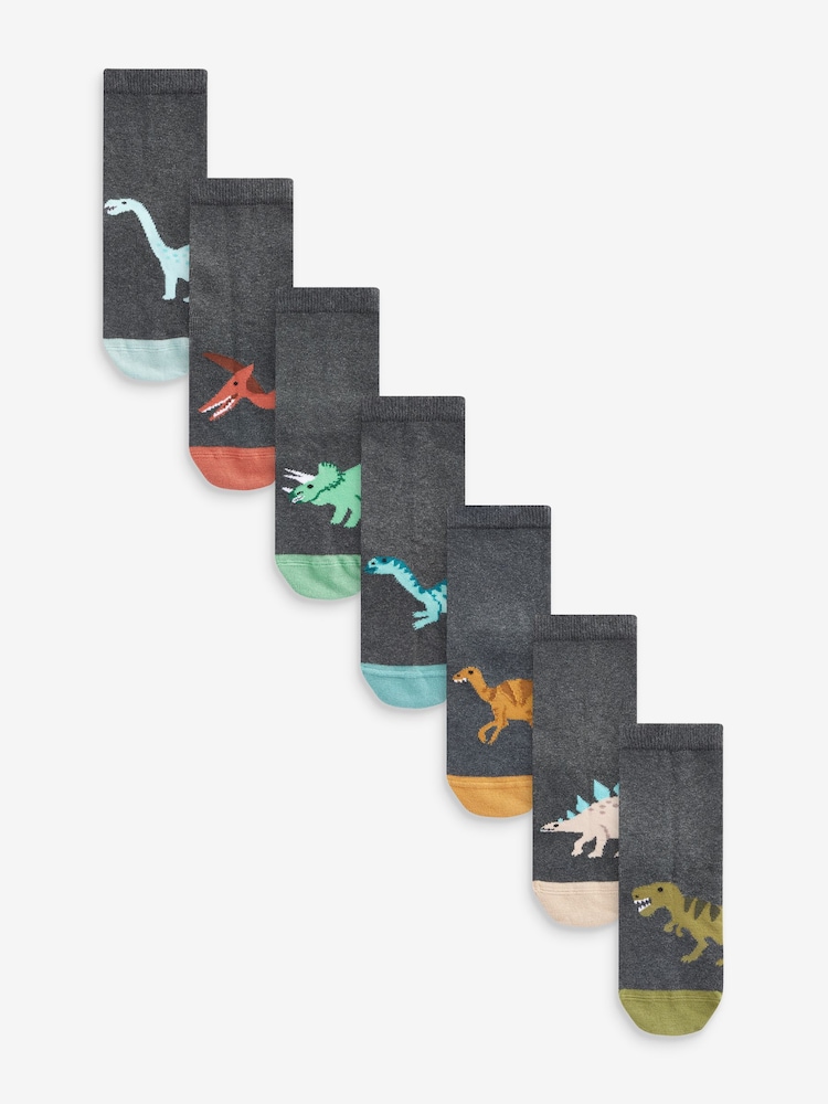 Grey Cotton Rich Socks 7 Pack - Image 1 of 8