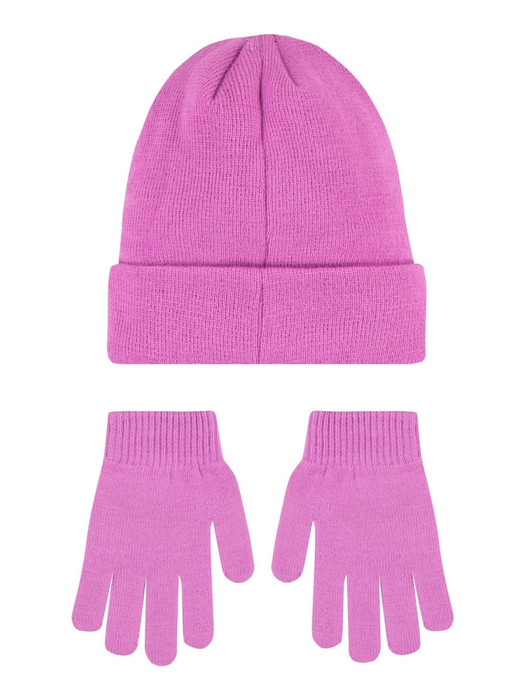Nike Pink Kids Club Beanie Hat and Gloves Set - Image 2 of 3