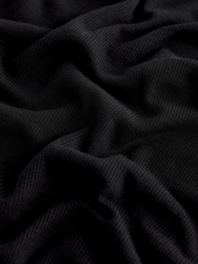 Black Soft Touch Ribbed Long Sleeve T-Shirt with TENCEL™ Lyocell - Image 6 of 6