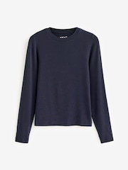 Navy Soft Touch Ribbed Long Sleeve T-Shirt with TENCEL™ Lyocell - Image 5 of 6