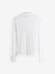 White Long Sleeve High Neck Semi-Sheer Top - Image 5 of 6