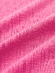 Bright Pink Long Sleeve High Neck Semi-Sheer Top - Image 5 of 5
