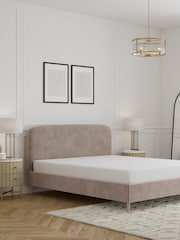 Natural Pebble Opulent Velvet Matson Upholstered Bed Frame - Image 2 of 7