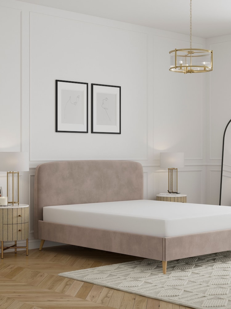Natural Pebble Opulent Velvet Matson Upholstered Bed Frame - Image 2 of 7