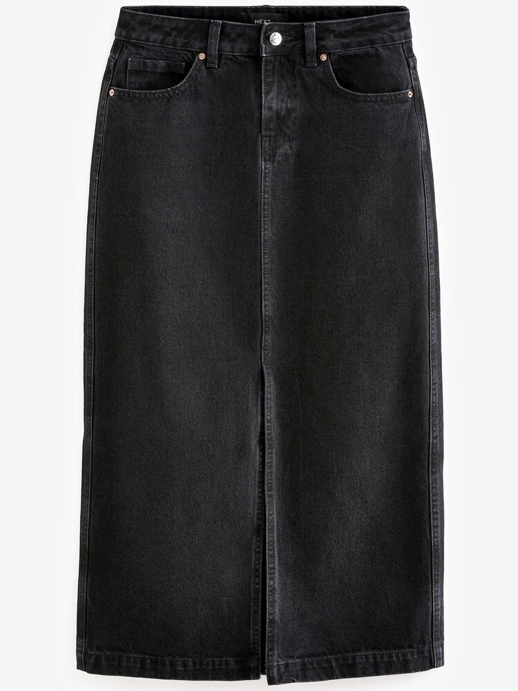 Noir - Jupe midi fendue en denim - Image 5 of 6