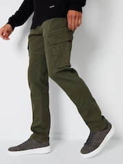 Threadbare Khaki Cotton Cargo Pocket Trousers With Stretch - Image 1 of 4