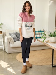 Pink/Ecru Half Zip Fleece Top - Image 1 of 8