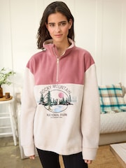 Pink/Ecru Half Zip Fleece Top - Image 3 of 8