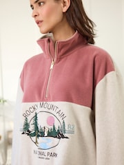 Pink/Ecru Half Zip Fleece Top - Image 5 of 8