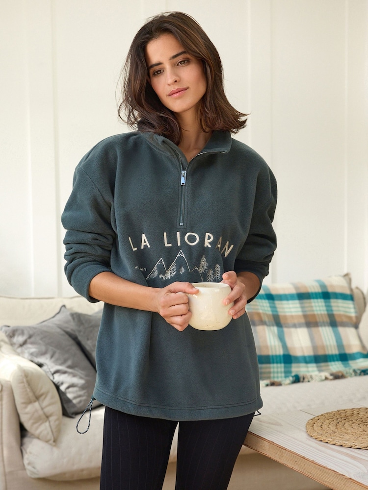 Dark Green Half Zip Fleece Top - Image 1 of 9