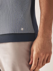 Navy Blue Geo Print Polo Shirt - Image 11 of 13