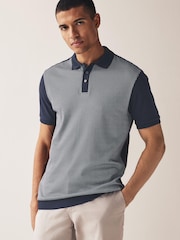 Navy Blue Geo Print Polo Shirt - Image 13 of 13