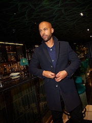 Navy Blue Signature Italian Wool Rich Epsom Overcoat With Cashmere - Image 1 of 8