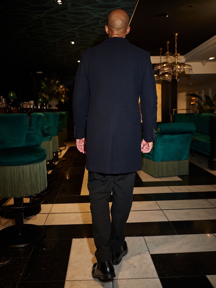 Navy Blue Signature Italian Wool Rich Epsom Overcoat With Cashmere - Image 2 of 8