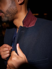 Navy Blue Signature Italian Wool Rich Epsom Overcoat With Cashmere - Image 4 of 8