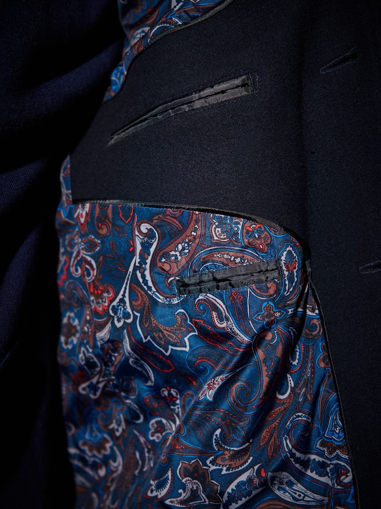 Navy Blue Signature Italian Wool Rich Epsom Overcoat With Cashmere - Image 8 of 8