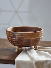 Natural Mango Wood Footed Fruit Bowl - Image 2 of 5