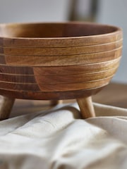 Natural Mango Wood Footed Fruit Bowl - Image 3 of 5