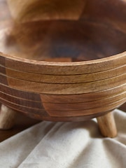 Natural Mango Wood Footed Fruit Bowl - Image 4 of 5