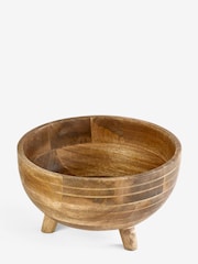 Natural Mango Wood Footed Fruit Bowl - Image 5 of 5