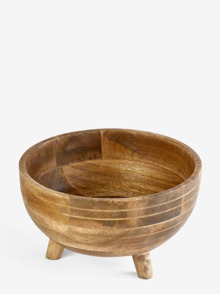 Natural Mango Wood Footed Fruit Bowl - Image 5 of 5