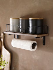Black Bronx Shelf and Kitchen Roll Holder - Image 1 of 4