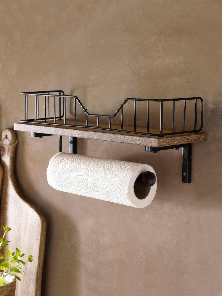 Black Bronx Shelf and Kitchen Roll Holder - Image 2 of 4