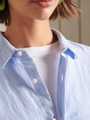 Superdry Blue Organic Cotton Studios Loose Fit Linen Shirt - Image 2 of 4