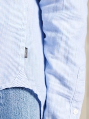 Superdry Blue Organic Cotton Studios Loose Fit Linen Shirt - Image 3 of 4