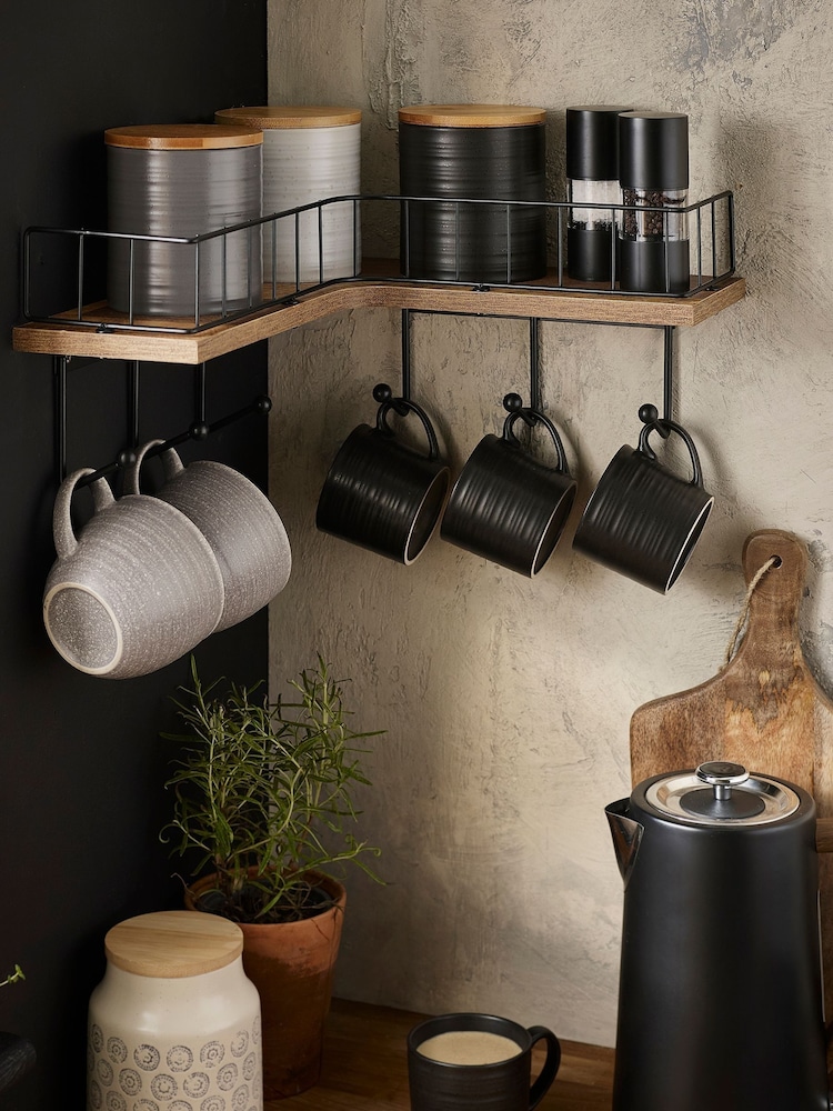 Wood Bronx Corner Shelf with Hooks - Image 1 of 4