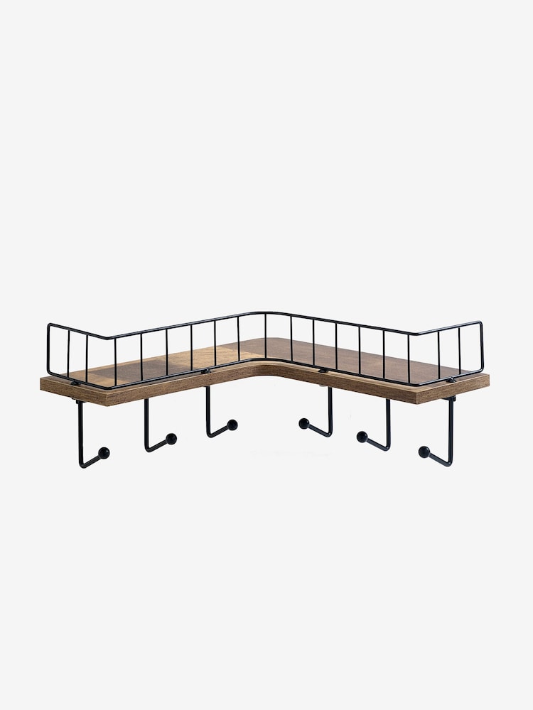 Wood Bronx Corner Shelf with Hooks - Image 4 of 4