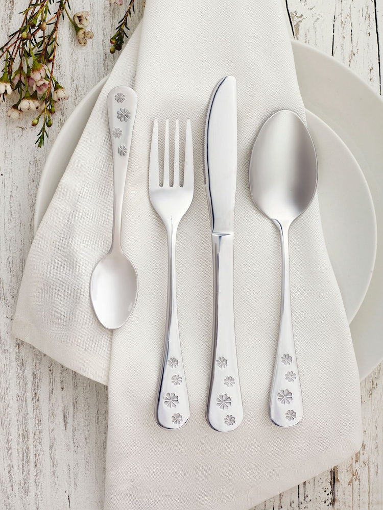 16 Piece Silver Daisy Cutlery Set - Image 1 of 4