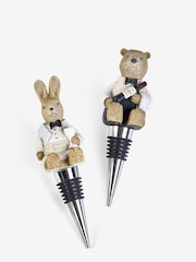 Set of 2 Natural Bunny and Bear Bottle Stoppers - Image 3 of 3