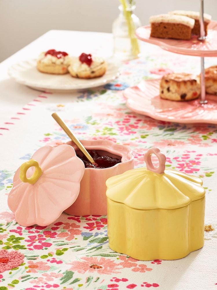 Set of 2 Pink/Yellow Flower Nibble Bowls - Image 1 of 4