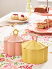Set of 2 Pink/Yellow Flower Nibble Bowls - Image 2 of 4