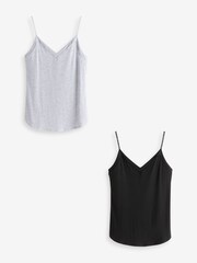 Black/Grey Lightweight Thermal Rib Vests 2 Pack - Image 1 of 9