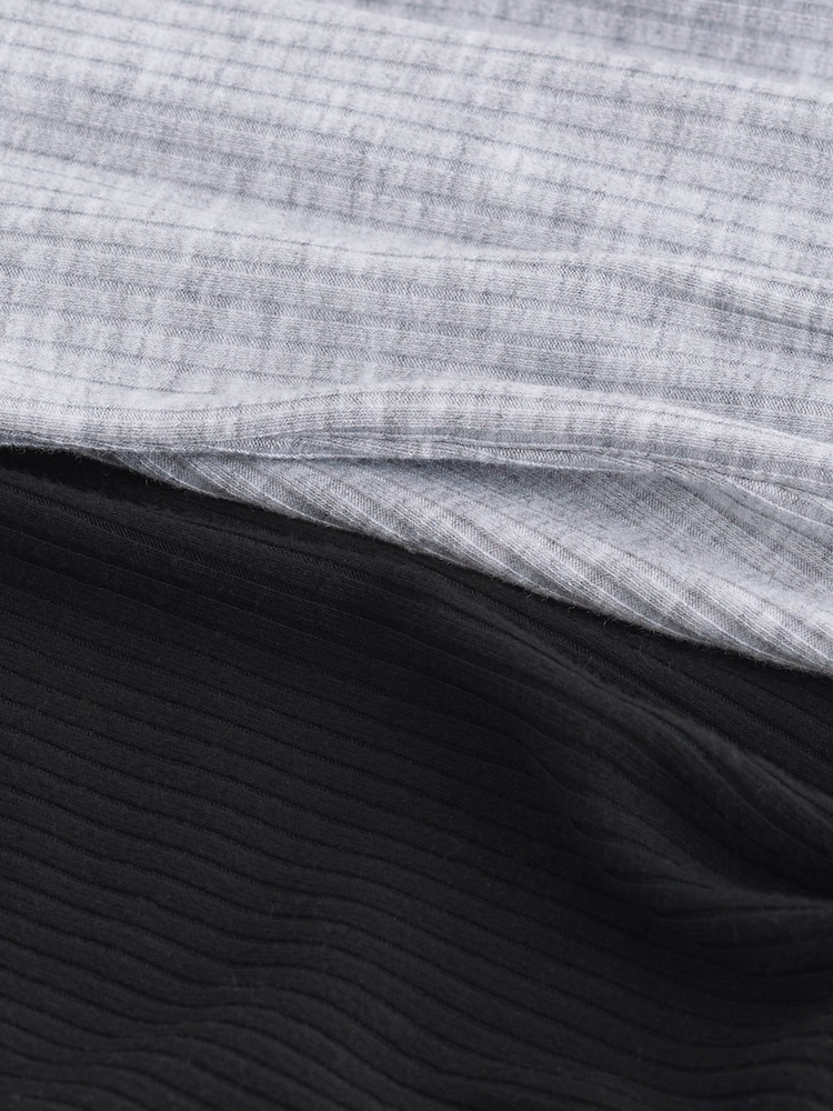 Black/Grey Lightweight Thermal Rib Vests 2 Pack - Image 2 of 9
