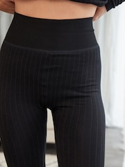 Black Rib Fleece Leggings - Image 5 of 7