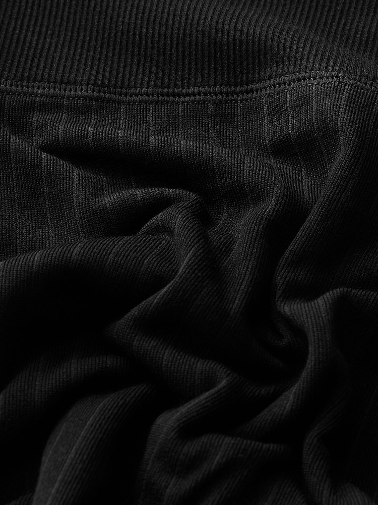 Black Rib Fleece Leggings - Image 7 of 7