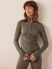 Khaki Green Full Zip Top - Image 1 of 5
