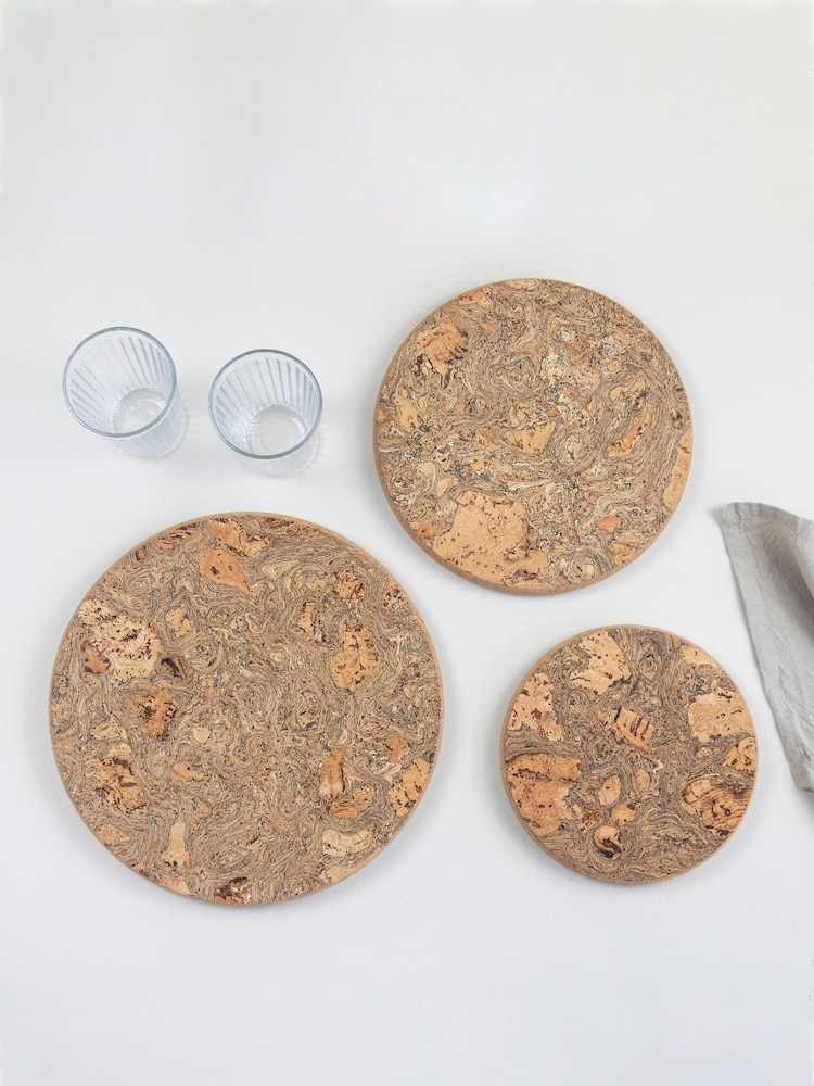 Liga Natural Cork Round Trivet Set - Image 1 of 4